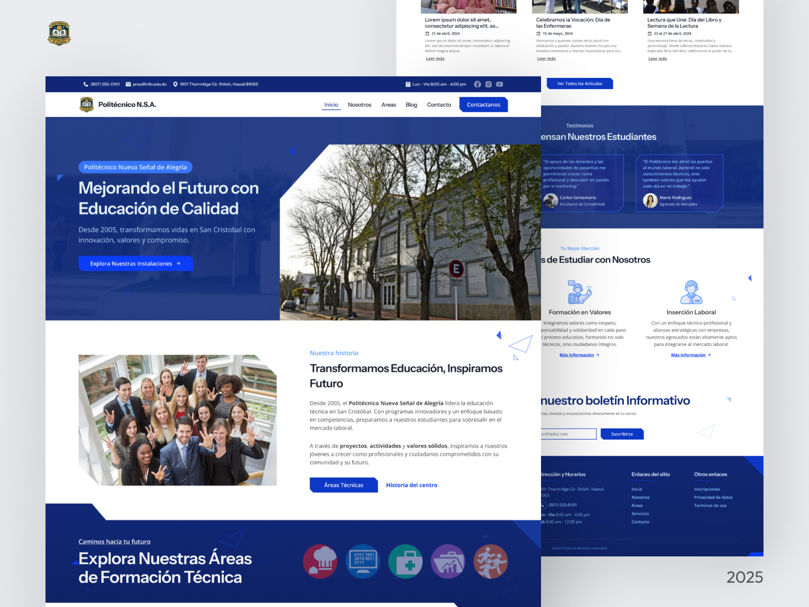 PNSA Website - Modern High School Website Design design figma high school landing landing page pagina de destino pnsa politecnico school sitio web ui website