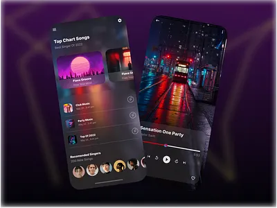 Glassmorfic Music App UI app design glassmorfism listen music ui