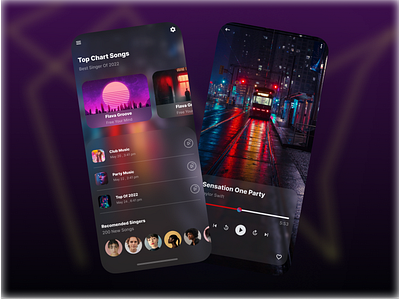 Glassmorfic Music App UI app design glassmorfism listen music ui