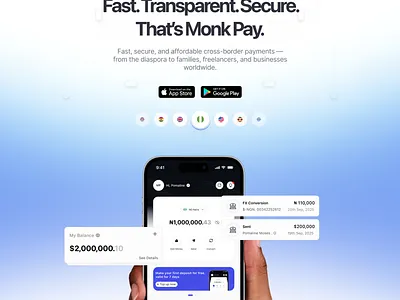MonkPay Hero Section Design app design fintech herosection payment productdesign ui uiux ux website