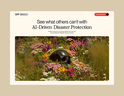 Off Breed (AI-Driven Predictive Analysis) ai ai tool analysis b2b business company data figma flowers generation hero illustration image landing page section skull ui ux web design website