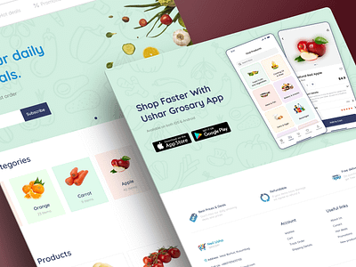 Usha’s Grocery – Modern E-commerce Website Design branding design graphic design illustration logo typography ui uiux ux vector