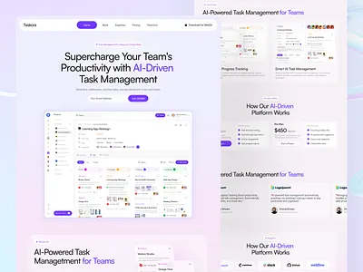 AI powered Task Management Website ai ai saas ai saas website design ai startup website custom website design landing page progress project management saas saas landing page saas website task management web uiux design web design website website design website rebuild website redesign website revamping