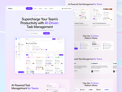 AI powered Task Management Website ai ai saas ai saas website design ai startup website custom website design landing page progress project management saas saas landing page saas website task management web uiux design web design website website design website rebuild website redesign website revamping