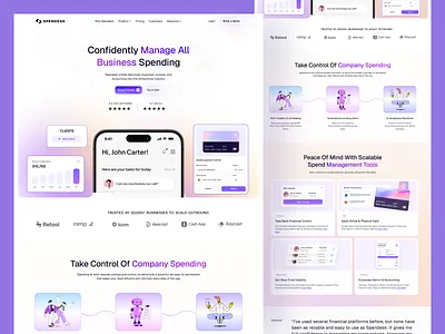 Spendesk - Finance Landing Page analytics b2b bank banking app business clean currency finance fintech app landing page minimalist modern money saas startup transaction ui design ui ux wealth management web design