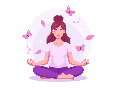 Mindfulness & Mental Wellness - Flat Illustration adobe illustrator branding calm character design design flat illustration healthtech illustration meditation mental health mindfulness modern relax self care ui vector wellness yoga