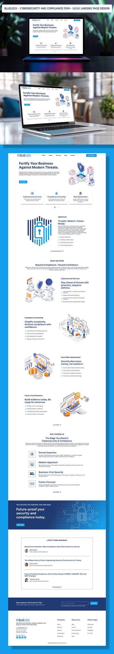BlueLock Cybersecurity Firm - Landing Page, UI and UX Design branding cybersecurity design figma frontend graphic design home internet landing page logo navigation saas tech ui ux web web development web page webpage website