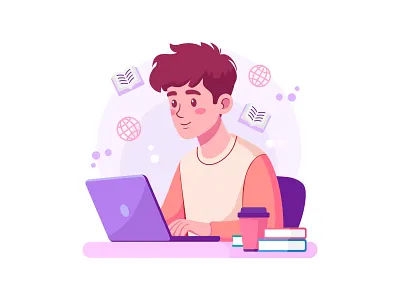 Online Learning & Remote Study - EdTech Illustration adobe illustrator branding character design design digital literacy e learning edtech education flat illustration illustration laptop modern online learning remote learning student study ui vector