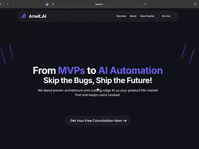 Anwit.AI Website Redesign ai landing page ai webpage ai website ai website design animation design landing page ui website website design