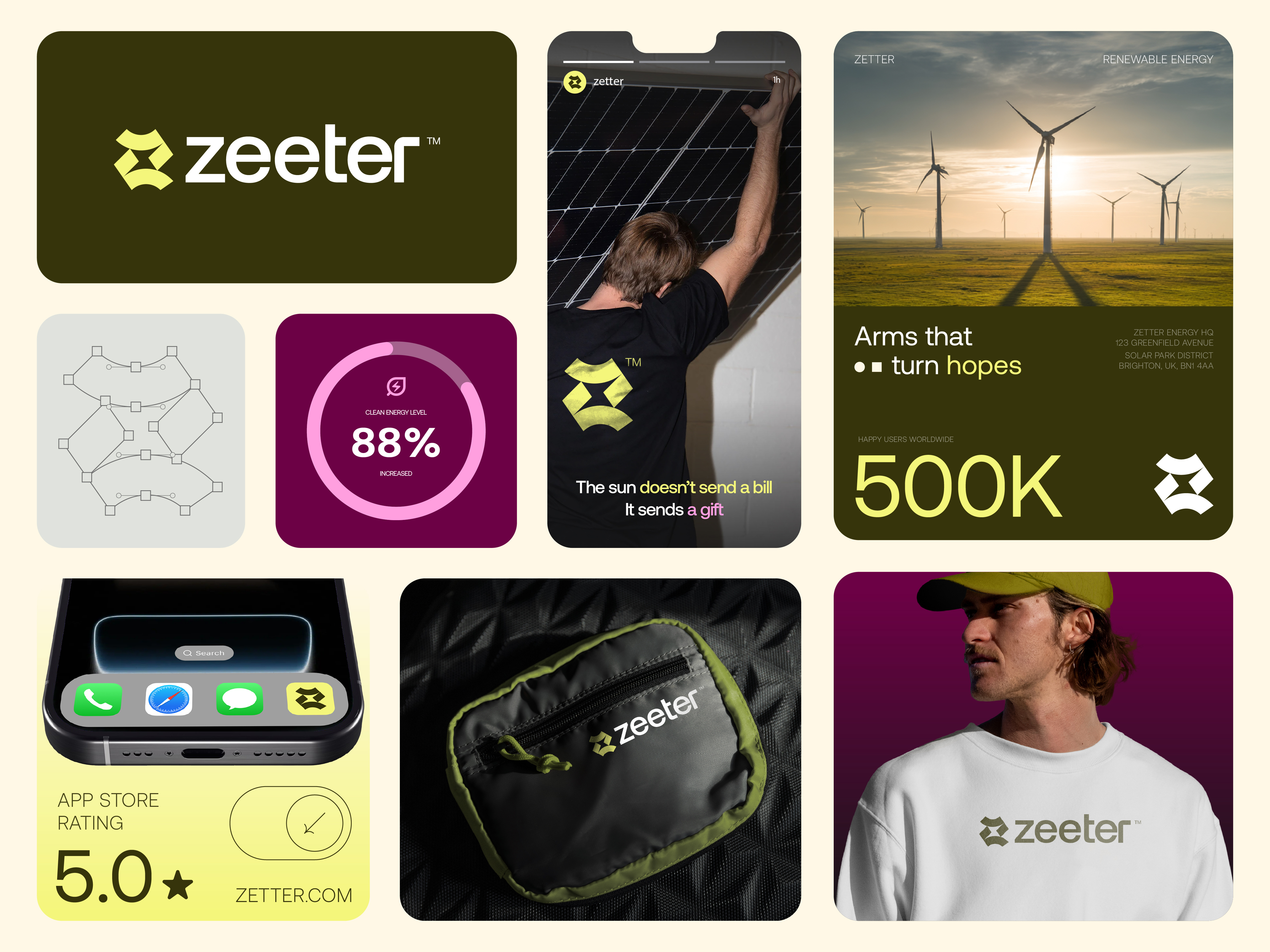 Zetter™ - Brand Identity Design For a Renewable Energy Company brand guidelines brand style guide branding creative logo design eco friendly brand energy branding ios application logo modern logo solar energy solar panel company sustainable energy visual identity