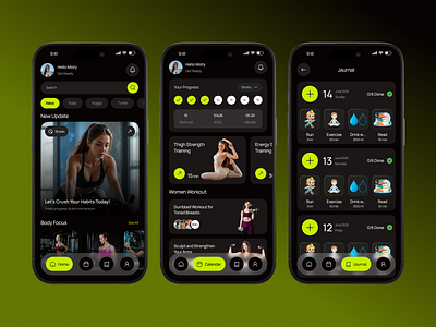 Fitness & Workout Tracking Mobile App UI/UX clean ui design exercise app fitness app habit tracker health app lifestyle app minimal ui mobile app ui mobile ui ux modern ui progress tracker time management ux design wellness app workout planner workout tracker