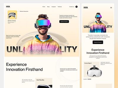 VR Headset Landing Page Concept | UI/UX Design arvr gadget headset modern ui tech design uiux design virtual reality vr