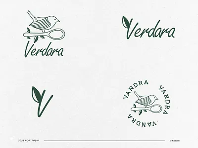 Eco-Friendly Kitchen Logo Design | Verdara bird logo branding clean logo eco branding eco friendly kitchen eco logo flat bradning food logo green living kitchenware logo minimal branding minimal logo modern line art natural materials nature logo spoon logo sustainable design