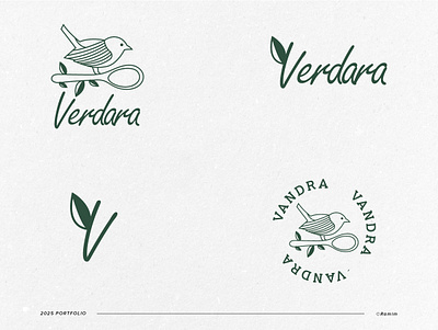 Eco-Friendly Kitchen Logo Design | Verdara bird logo branding clean logo eco branding eco friendly kitchen eco logo flat bradning food logo green living kitchenware logo minimal branding minimal logo modern line art natural materials nature logo spoon logo sustainable design