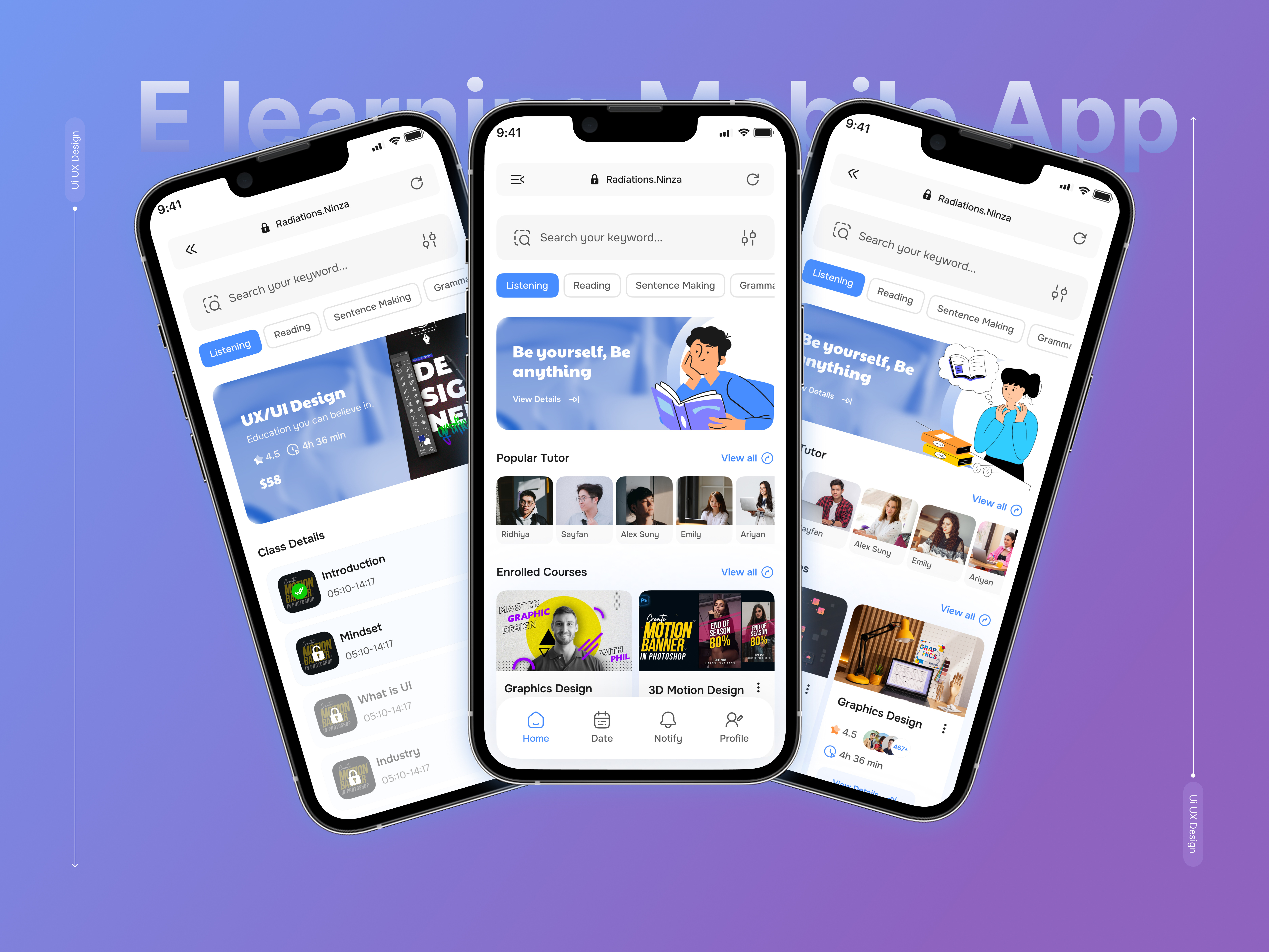 Example of Premium E Learning Mobile App UI Design