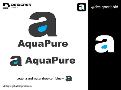 Letter a and Water drop combine Aqua Pure Modern logo design. aqua pure logo branding combination mark logo creative logo design graphic design letter a logo logo modern logo new logo water drop logo