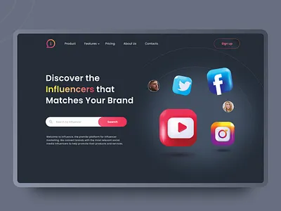 Platform that helps find influencers for brands 3d 3d icons design influencers marketing platform search ui web web ddesign