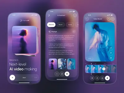AI - Video Creation Mobile App ai app ai image generator ai video generator app design branding creation generation interface mobile mobile app mobile application product service ui video video editing videoeditor