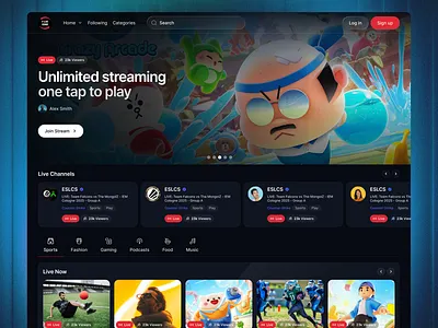 Live Streaming Platform app design dashboard dashboard design design hr rumen live concert live stream live streaming live streaming app mobile app product product design sports stream streaming streaming app ui web app webapp youtube