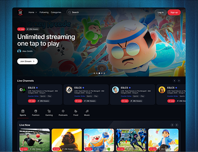 Live Streaming Platform app design dashboard dashboard design design hr rumen live concert live stream live streaming live streaming app mobile app product product design sports stream streaming streaming app ui web app webapp youtube