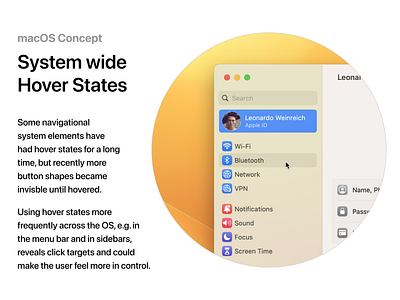 macOS Concept: System wide Hover States apple concept hover states interface concept interface design macos 14 macos concept menu bar ui concept ui ux