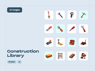 AI Images | Construction Library 3d 3d isolated construction graphic design materials modeling render tools work work equipment