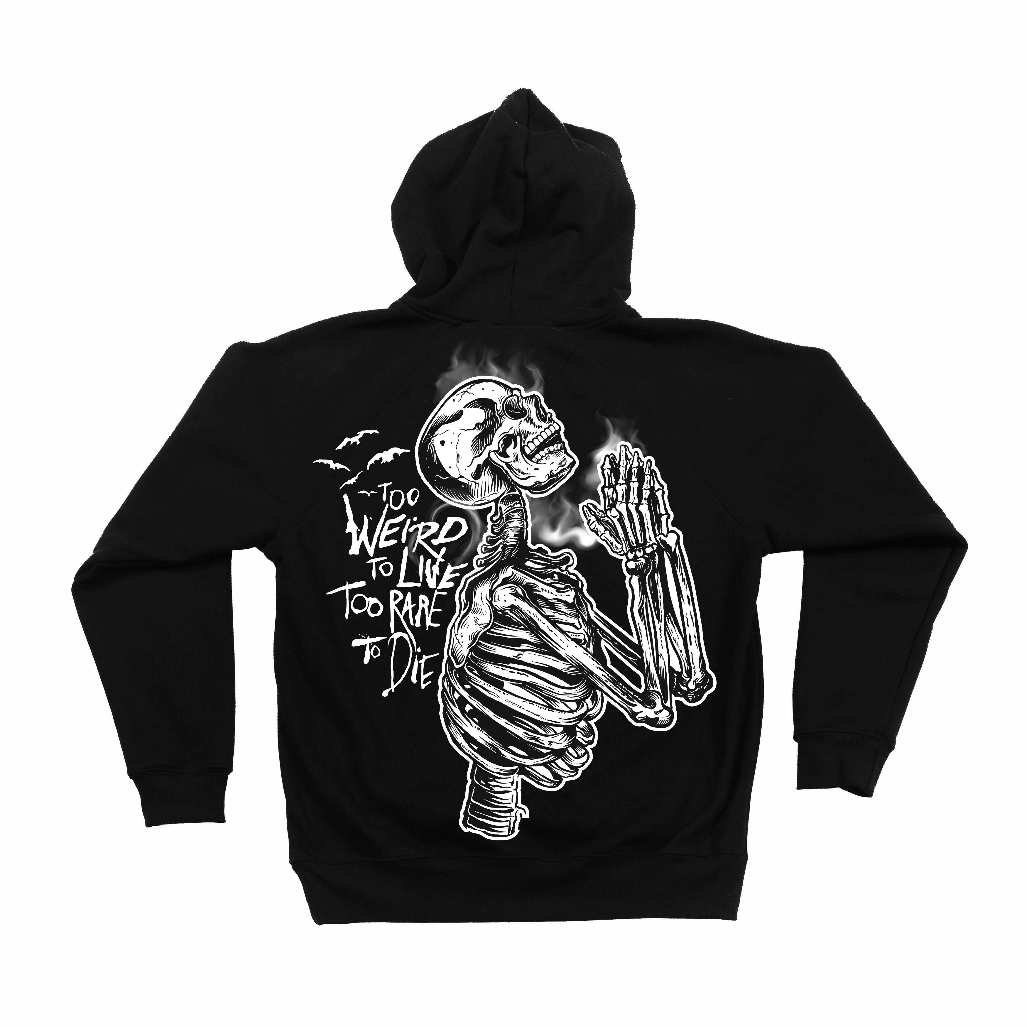 Too Weird to Live, Too Rare to Die art scene art work brand design brand streetwear branding character clothing brand clothing line creative direction creative illustration dark art design graphic design human skeleton illustration logo design logo illustration skeleton skull design streetwear