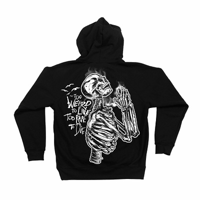 Too Weird to Live, Too Rare to Die art scene art work brand design brand streetwear branding character clothing brand clothing line creative direction creative illustration dark art design graphic design human skeleton illustration logo design logo illustration skeleton skull design streetwear