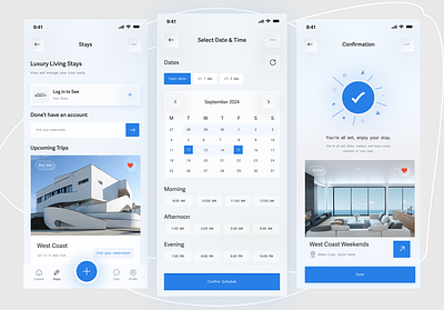 Hotel & Property Booking App UI bookingapp cabins clean app ui datepickerui hotel app hotel website design hotelbookingapp luxury hotel luxury real estate mobile app property booking stay apps travelappdesign ui design vacation rental