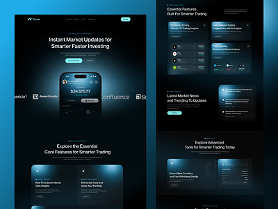 Treva — Smarter Trading Finance App Landing Page finance financeapp fintechui investmentapp landingpagedesign marketinsights portfoliotracking realtimedata stockmarket tradingapp tradingplatform treva uxuidesign website