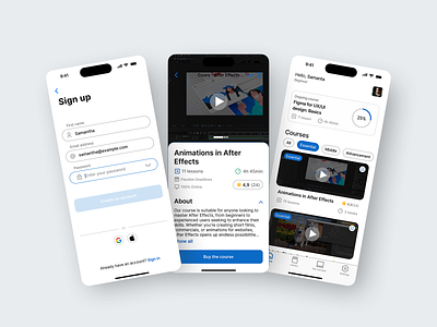 Online Courses Mobile App UI Design app app design design figma illustration mobile mobile app ui uiux ux