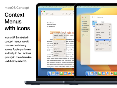 macOS Concept: Context Menus with Icons apple concept context menu interface concept interface design macos 14 macos concept sf symbols ui concept ui ux