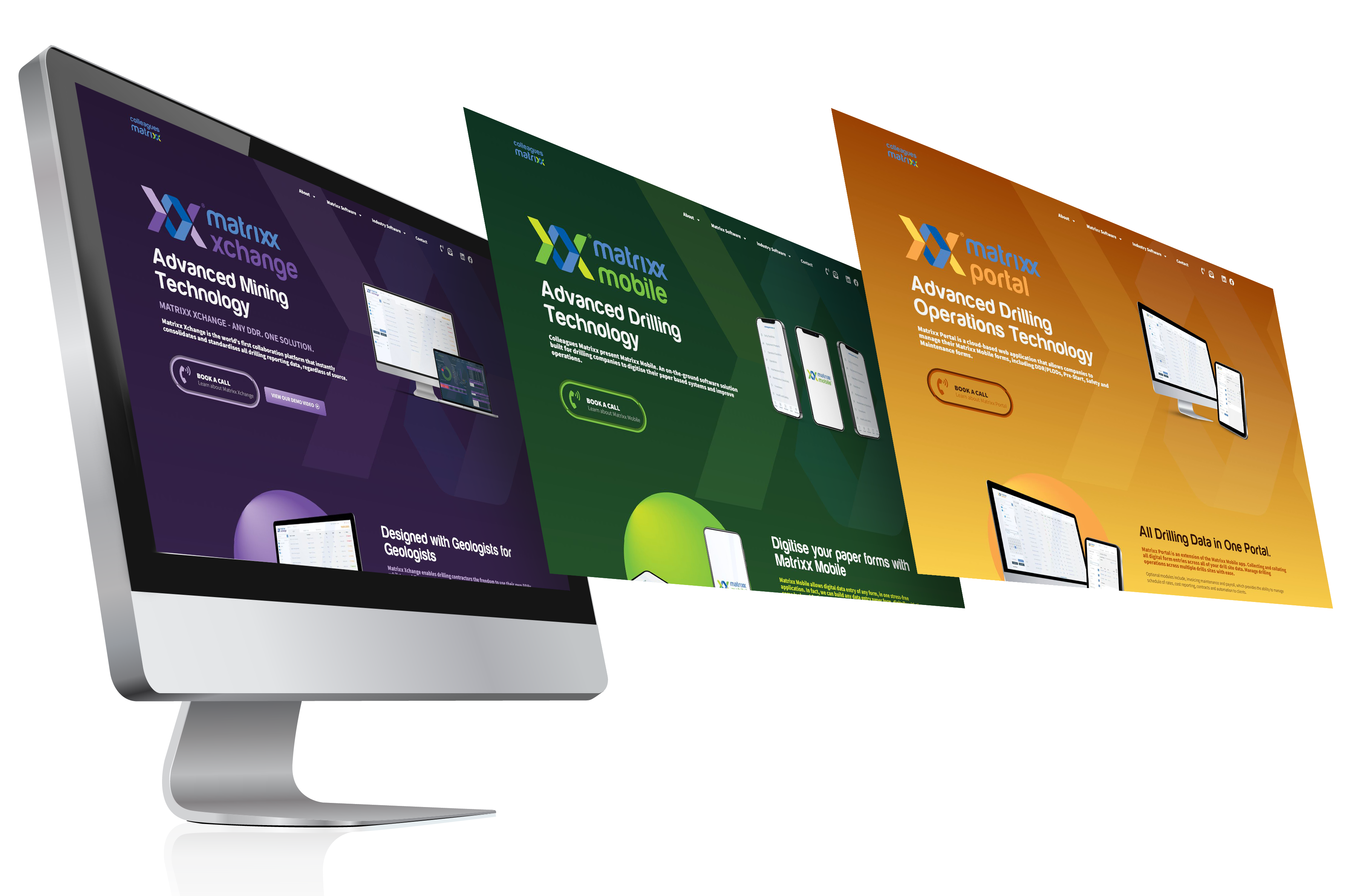 Colleagues Matrixx Brand & Web Transformation advanced technology australian blue green brand blue palette brand palette corporate brand drilling mining mining tech brand prime colours palette professional services brand tech brand tech startup brand blue website design website transformation wordpress website