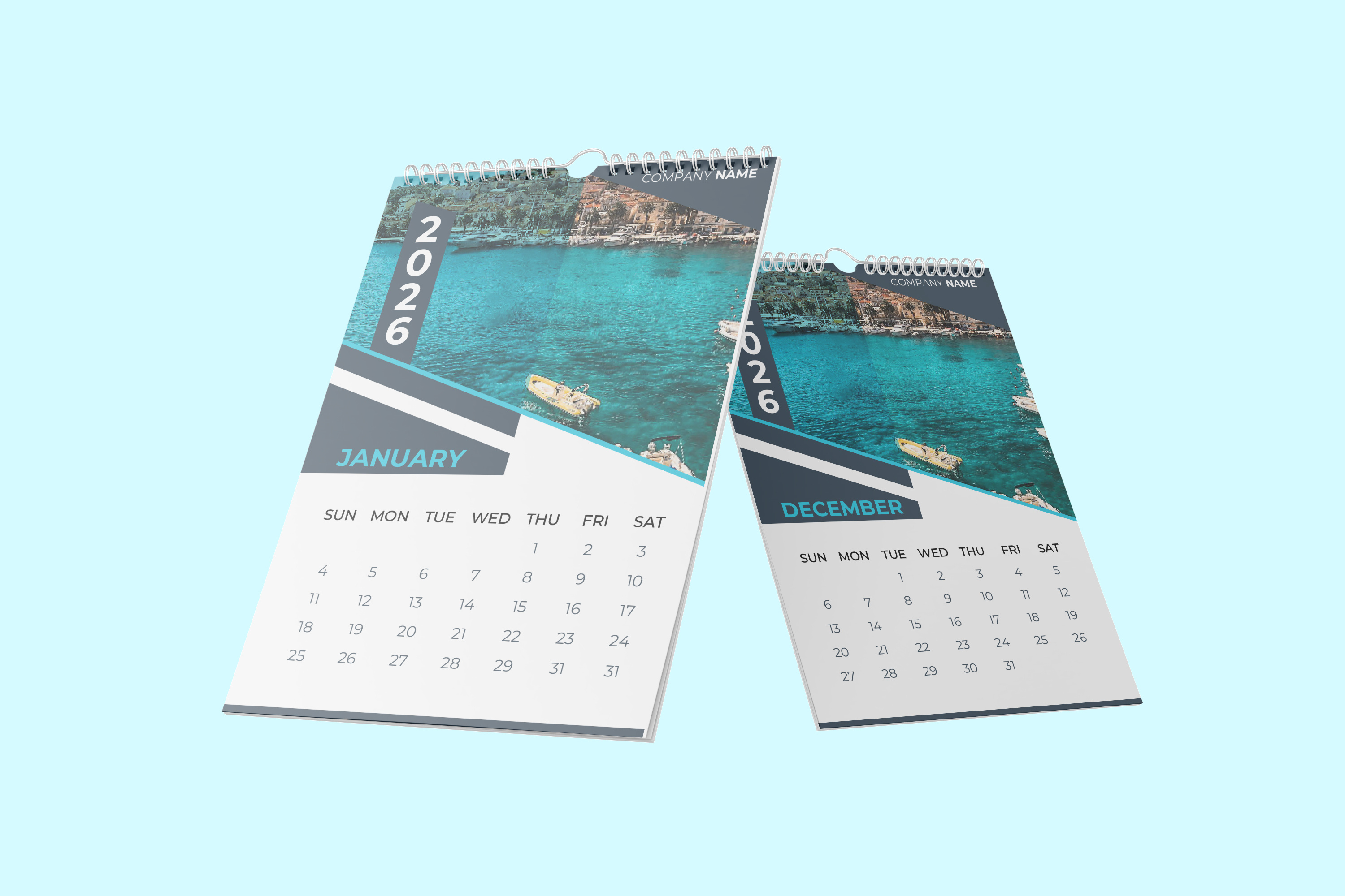 Modern stylish travel agency calendar design marketing calendar template
