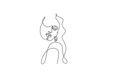 abstract girl face line art illustrations single line