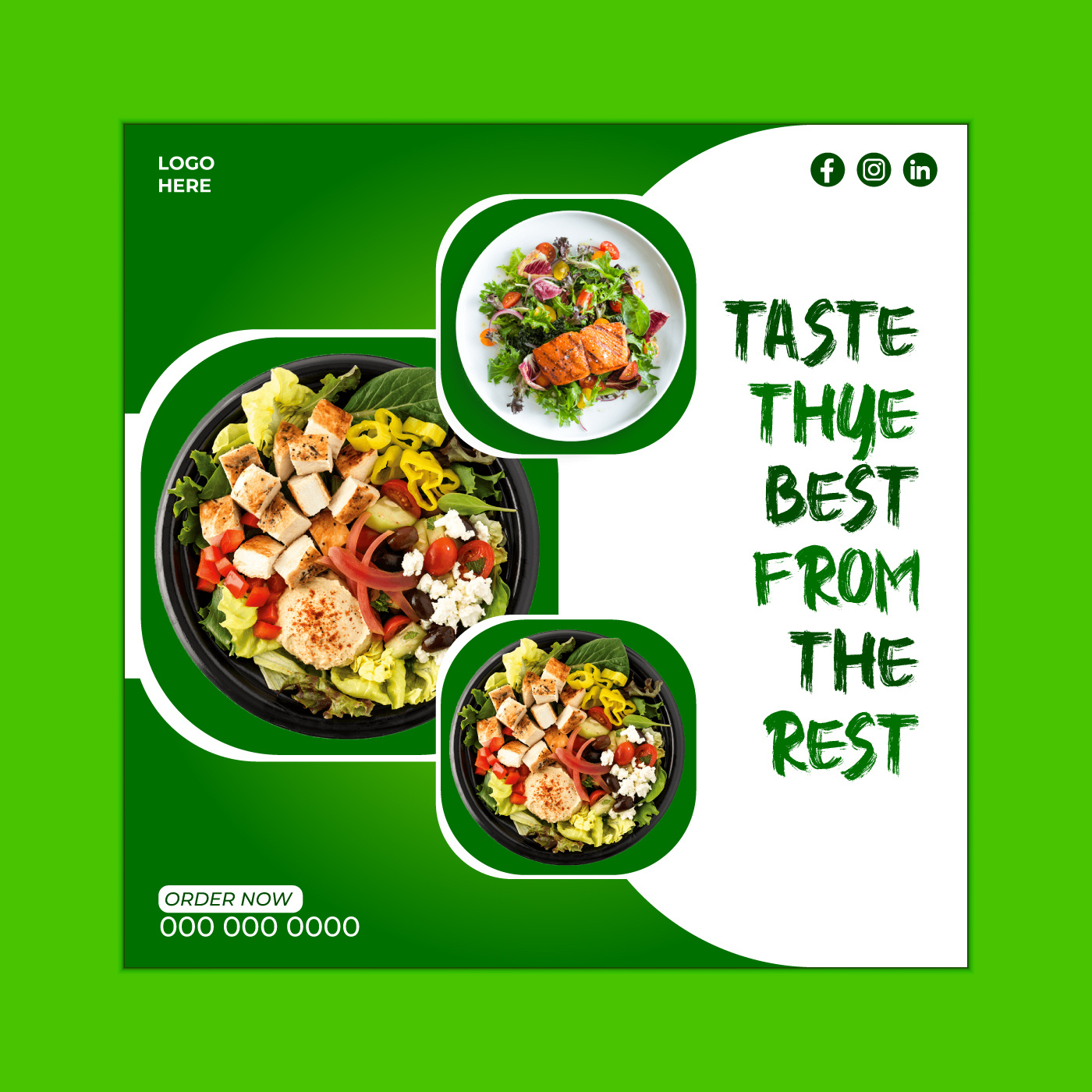 Creative modern food social media design delicious food banner