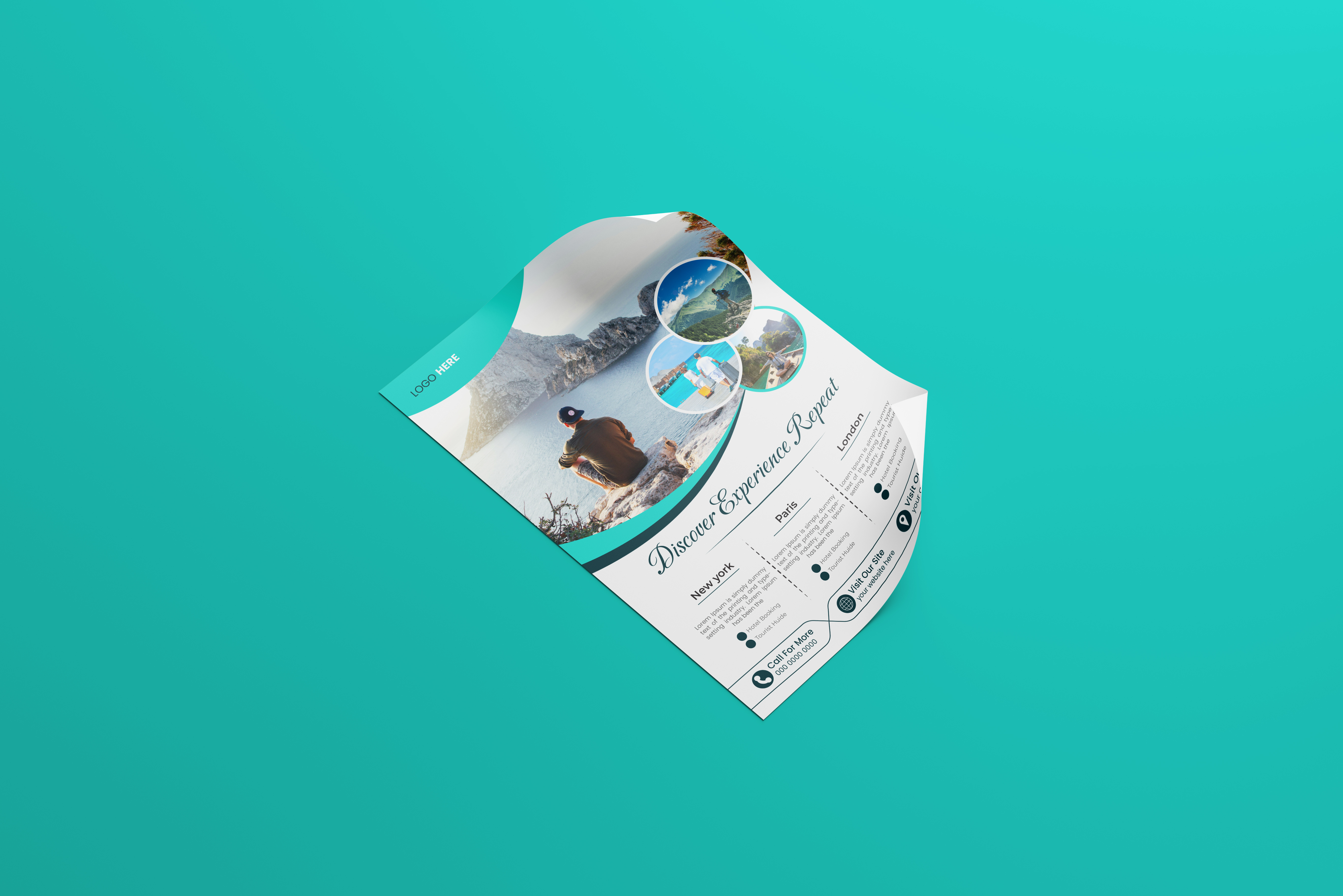 Modern creative travel agency flyer design travel marketing template