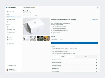 Health care dashboard - Place order clean dashboard healthcare minimal uidesign