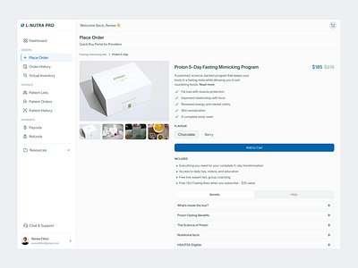 Health care dashboard - Place order clean dashboard healthcare minimal uidesign