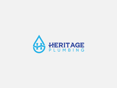 HERITAGE PLUMBING Logo brandidentity branding clean design h logo heritage plumbing logo design monogram plumbing logo vector design water drop water logo
