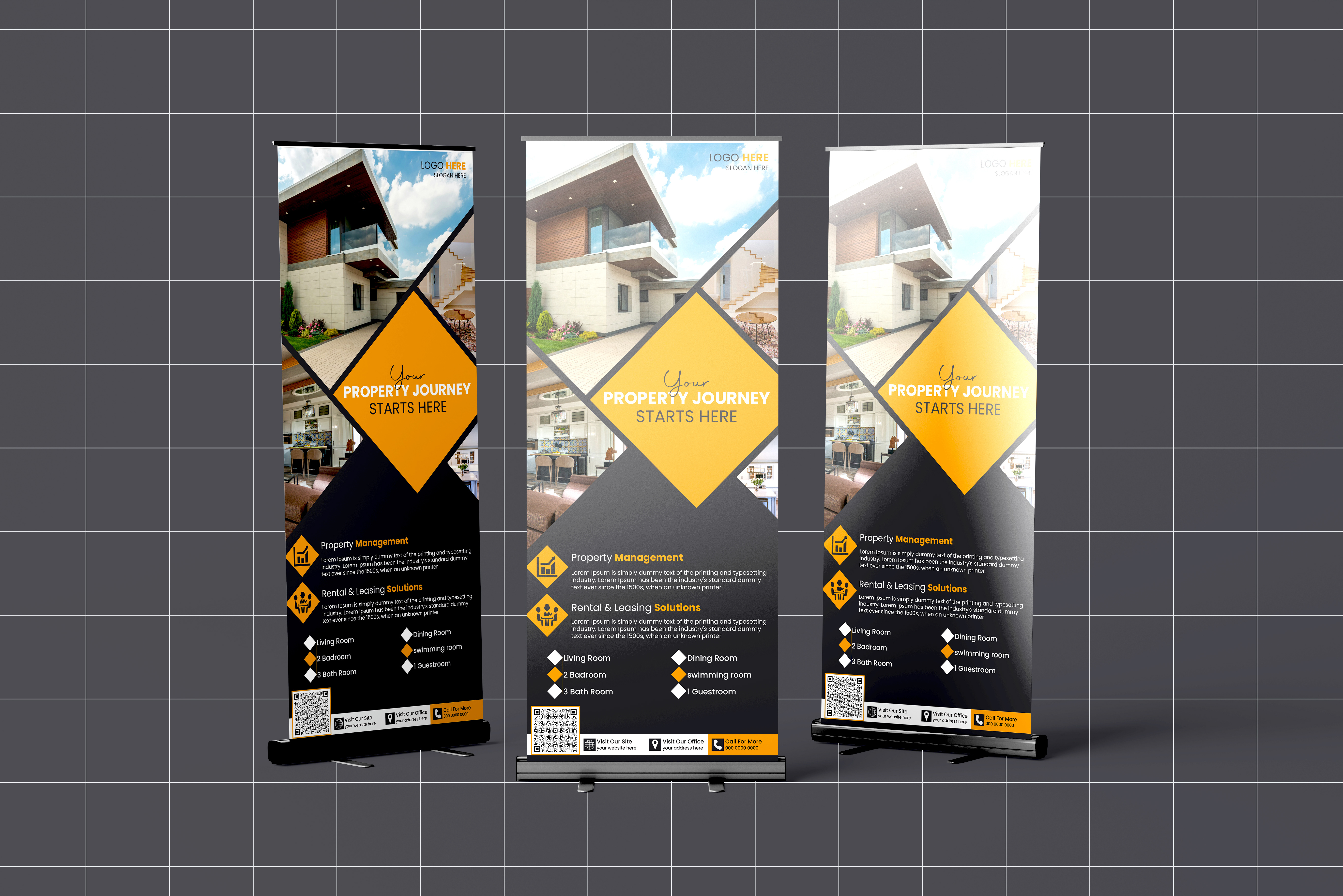 Professional modern real estate rollup banner design professional roll up template