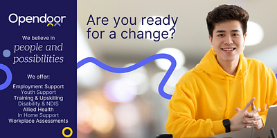 Opendoor Community Services Rebrand aged care brand brand design brand health check brand transformation brand update community services brand disability brand footscray melbourne modern brand purple yellow brand rebrand wcig