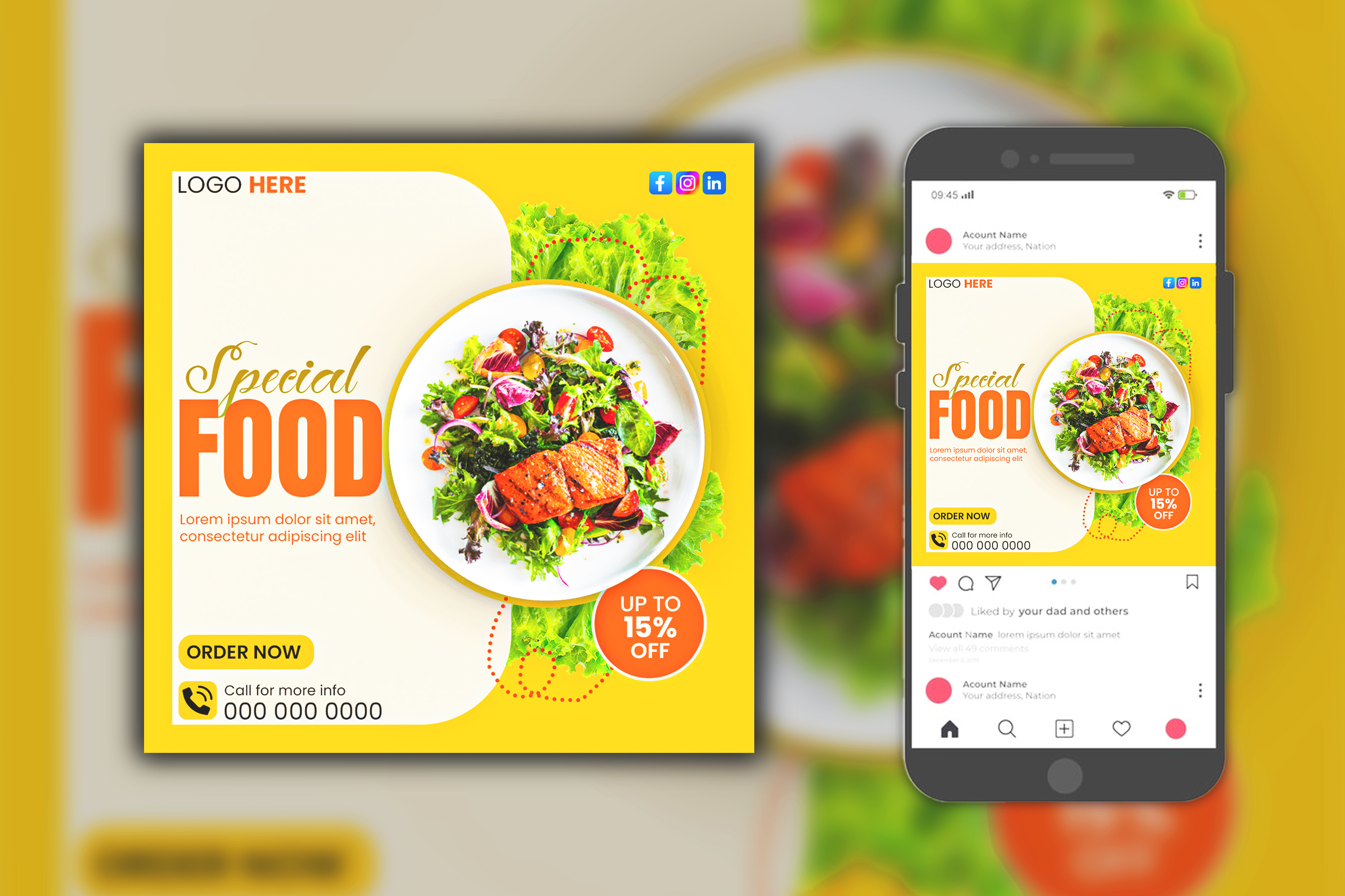 Creative and stylish food social media design delicious food bannner