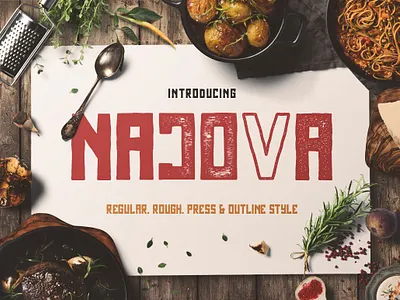 Najova bold fancy fonts header letterpress display najova najova rough outline retro retro font style typo stamp vintage vintage font