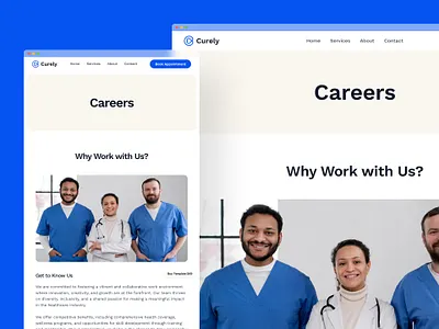 Curely — Clean Modern Health Care Website for Clinics & Doctors ai clinic website doctor website figma framer health care website landing page medical website modern ui ui design ux ux design web design webflow website wellness design