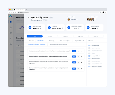 Opportunity view (Qualification) - Sales Dashboard app builder builder dashboard dashboard ui dashboards design finance finance dashboard illustration saas dashboard sales saling dashboard ui ui dashboard ui design ui ux design ux dashboard web app webapp