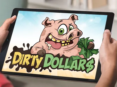 Dirty Pig Cartoon Logo, Animal Mascot Brand Design 2d animal art beehaya branding cartoon design dirty dribbble funny illustration logo mascot money pig vector