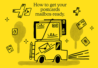 how to get your postcards mailbox-ready branding character design flat illustration