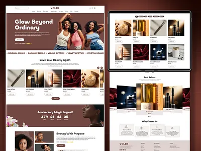 E-commerce Beauty Care Products Website beauty beauty care clean cosmetics design ecommerce web landing page shopify skincare skincare products ui uiux ux web design website