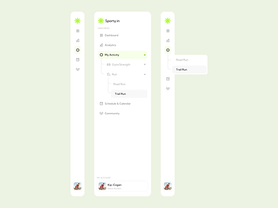 Side Navigation bar Sport Web🏃🏻💨 admin bar dashboard green gym nagivation bar navbar run running sport strength